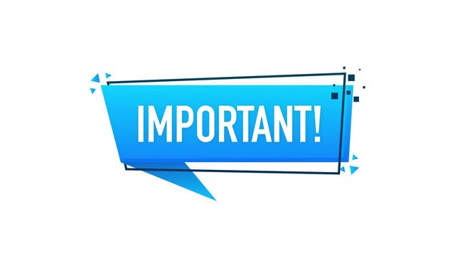 Important red banner in 3D style on white background. Motion graphics.