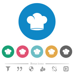 Chef hat flat round icons