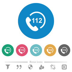 Emergency call 112 flat round icons