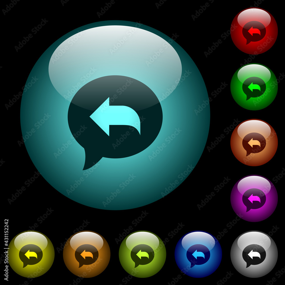 Aufkleber reply message icons in color illuminated glass buttons