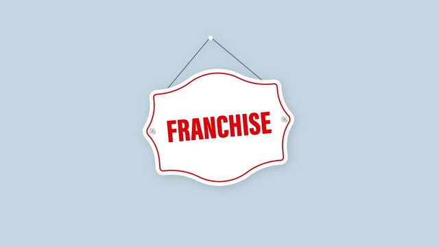Franchise red label for marketing advertising design. Motion graphics.