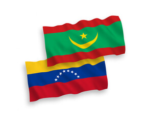 Fototapeta premium Flags of Venezuela and Islamic Republic of Mauritania on a white background