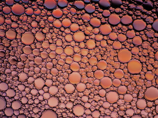 Oil bubbles on the water surface