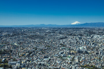 横浜ランドマークタワーから見える富士山