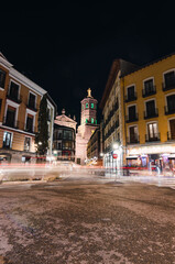 Long exposure photography at night in the streets of Valladolid