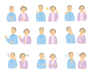 シニア　ミドル　中年　夫婦　顔　表情　感情　喜怒哀楽　60代　70代
