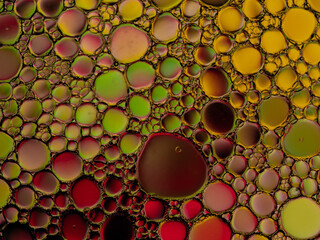 Oil bubbles on the water surface