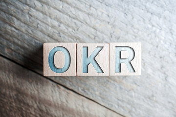 OKR Written On Wooden Blocks On A Board