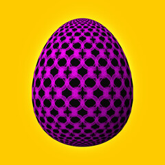 Happy Easter, Artfully designed and colorful 3D easter egg, 3D illustration on yellow background