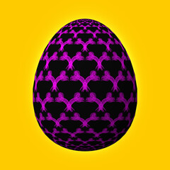 Happy Easter, Artfully designed and colorful 3D easter egg, 3D illustration on yellow background