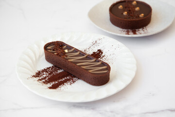 Salted caramel dark chocolate tart, pie