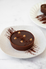Salted caramel dark chocolate tart, pie