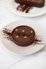 Salted caramel dark chocolate tart, pie