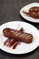 Salted caramel dark chocolate tart, pie