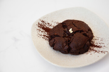 Homemade giant dark chocolate cookie
