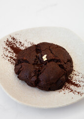 Homemade giant dark chocolate cookie