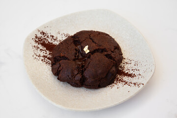 Homemade giant dark chocolate cookie
