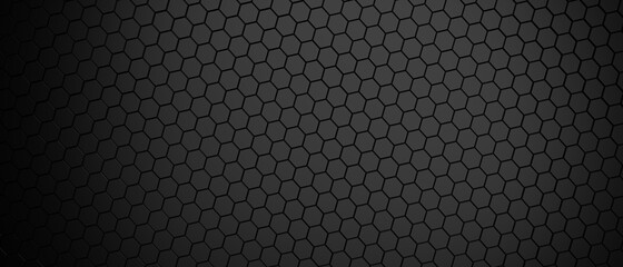 background hexagon pattern abstract background black panorama 3D illustration