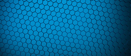 background hexagon pattern abstract background blue panorama 3d illustration