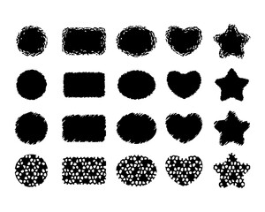 Texture grunge frame set. Imperfect text frame design for rough backgrounds.