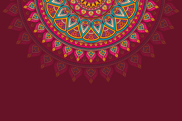 Colorful background with mandala template - 431162637