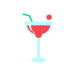 Vector cocktail glass. Colorful alcoholic juices Helps to stay fresh in the hot summer.