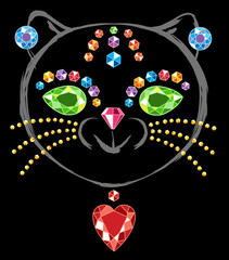 A precious cat. Gemstone drawing