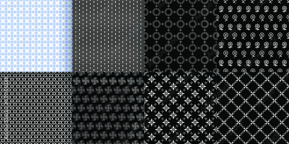 Poster set abstract seamless pattern black line doodle geometric figures background vector