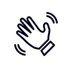 Palm hello wave line icon, outline vector sign, Waving hand gesture emoji linear pictogram isolated on white