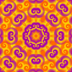 Twisted elements floral abstract seamless patter. Multiple scrolls seamless fabric pattern