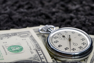 Stopwatch close-up. Chronograph round isolated on background. Macro. Clock. Scale of the measuring device.  Timer                              