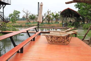 Relaxing Rattan Sofa In The Garden, Outdoor living.