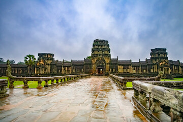 Angkor Wat is the largest temple in the world (Cambodia, 2019). It is raining