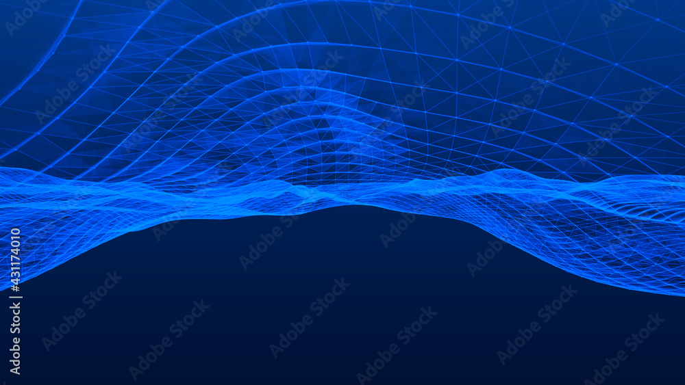 Poster big data visualization. abstract wave. digital background. 3d rendering.