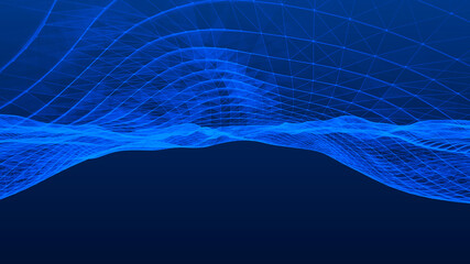 Big data visualization. Abstract  wave. Digital background.  3d rendering.