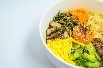 Homemade Korean Bibimbap Rice with white background