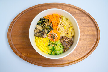 Homemade Korean Bibimbap Rice with white background