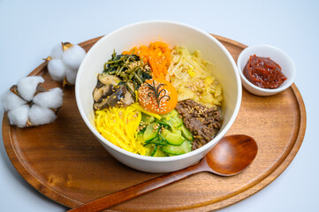 Homemade Korean Bibimbap Rice with white background