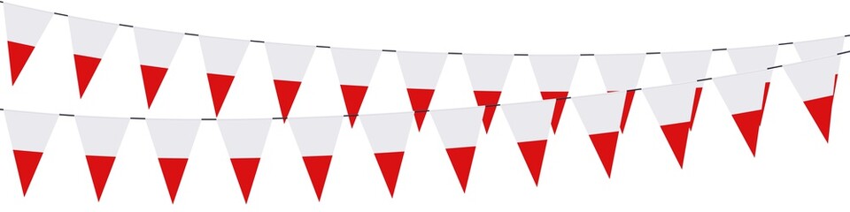 Garlands in the colors of Poland on a white background