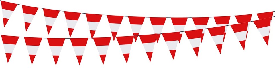 Garlands in the colors of Austria on a white background