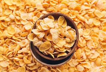 Bowl with tasty cornflakes, closeup