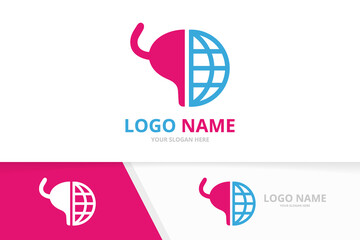Vector bladder and world logo combination. Urinary tract logotype design template.