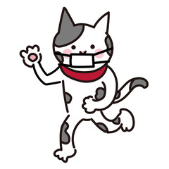 マスクをつけた猫のイラスト
