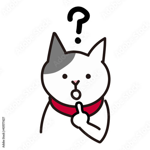 疑問の顔をしている猫のイラスト Wall Mural Wallpaper Murals 山尾 由美