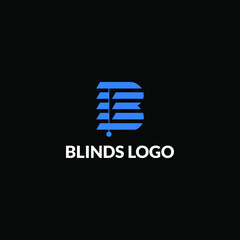 Blind window covering logo design with shape of B letter vector