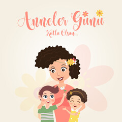 Anneler günü kutlu olsun design. Translate: Happy mother's day, vector illustration.