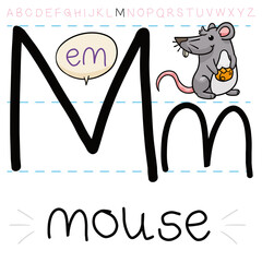 Mischievous Mouse with Cheese ready for Alphabetical Lesson, Vector Illustration