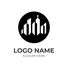 city logo vector with flat black color style