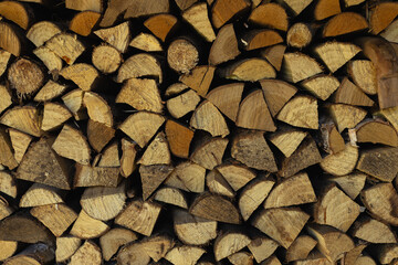 Stacked chopped firewood