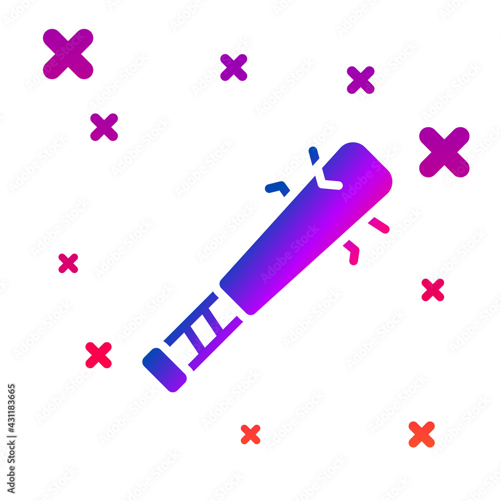 Poster color baseball bat with nails icon isolated on white background. violent weapon. gradient random dyn